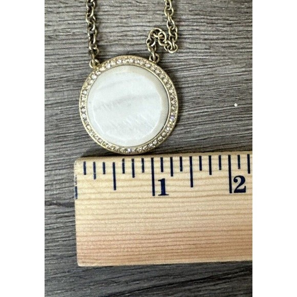 Danielle Stevens Necklace Gold Tone Opal-like Pendant Rhinestone Statement - Picture 6 of 8